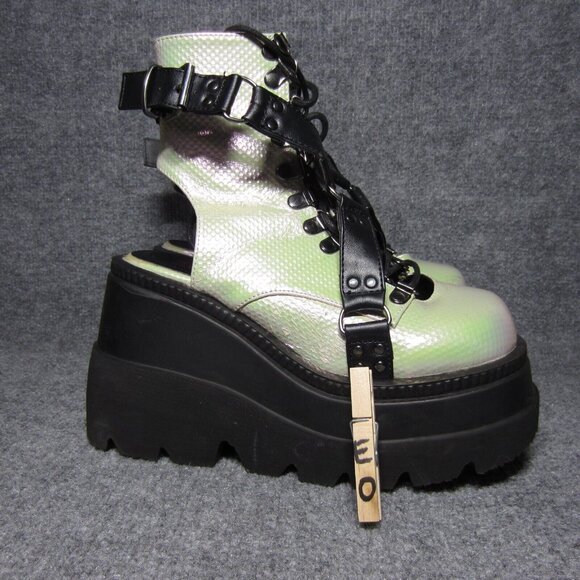 Demonia Boots Womens Size 8 Platform SHAKER-56 Goth Punk Iridescent 5" - Picture 11 of 11